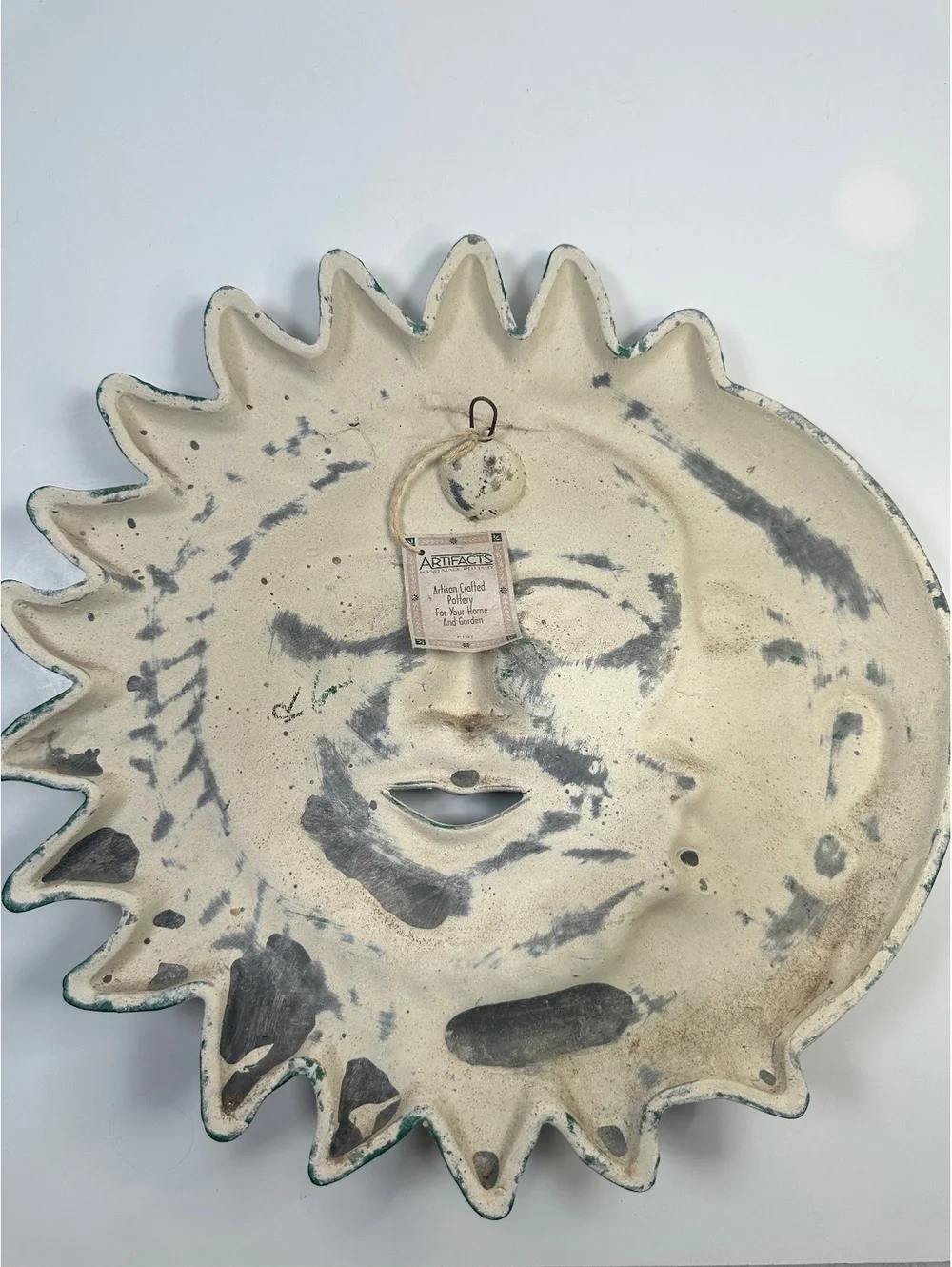 Rustic Handcrafted Sun Moon Celestial Ceramic Wall Decor Southwest Folk Art